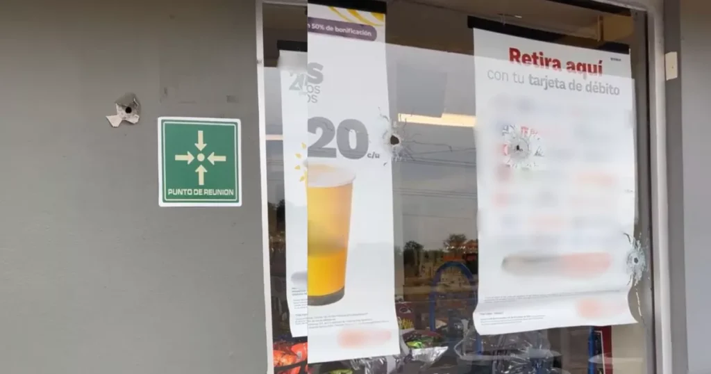 Balaceras en el ejido Canán de Culiacán: daños en tienda de autoservicio y gasolinera