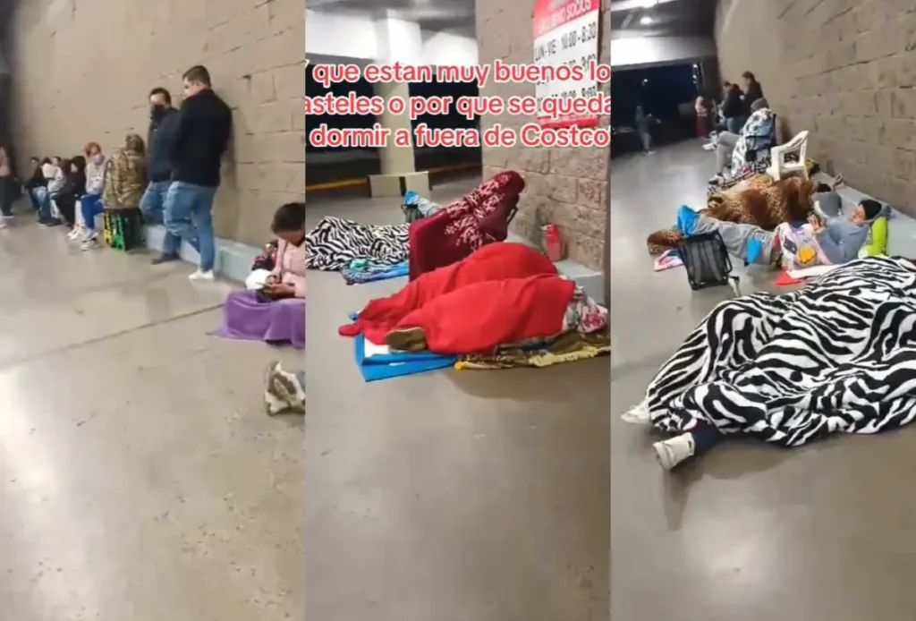 Clientes en Guadalajara pasan la noche afuera de Costco para conseguir sus compras navideñas.