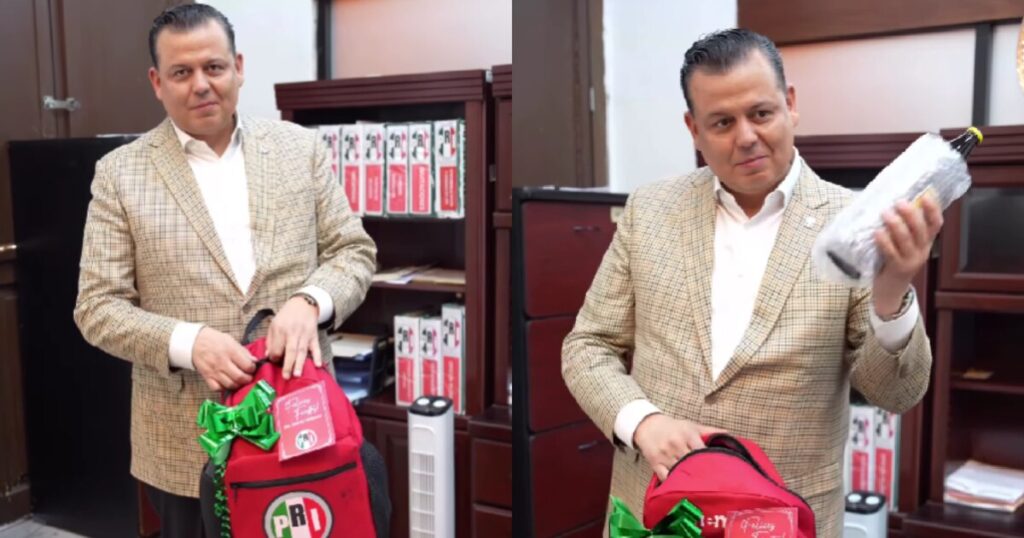 Diputado del PRI obsequia mochilas con caguamas y churros a colegas en el Congreso de Morelia | Video