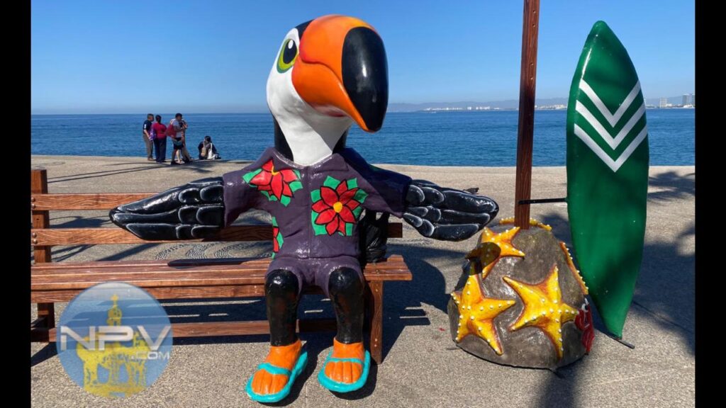 El tucán, emblema del gobierno municipal, brilla en el Malecón 1.