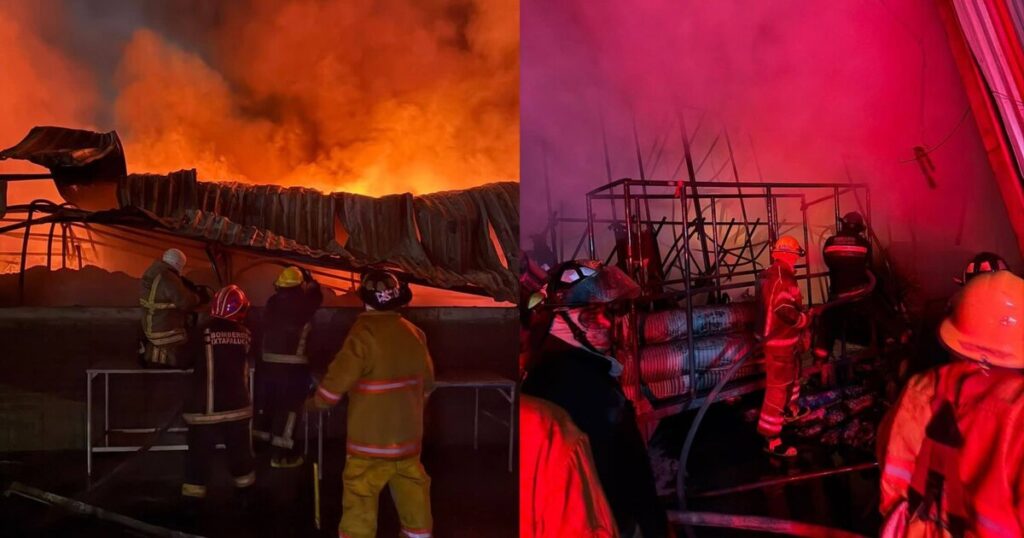 Incendio devastador en fábrica textil de Ixtapaluca genera intensa movilización de equipos de rescate