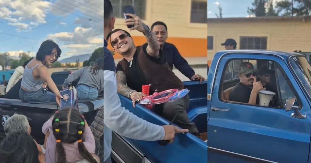 La familia Aguilar y Christian Nodal sorprenden a niños con juguetes por Navidad y generan polémica en redes
