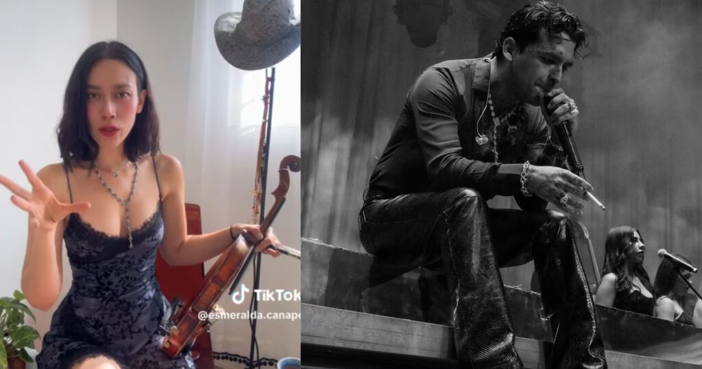 La violinista Esmeralda Camacho muestra un collar parecido al de Nodal y aviva rumores