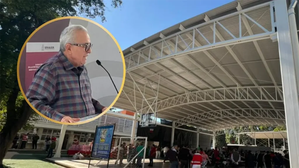 Rocha Moya inaugura techumbre y barda perimetral en la primaria General Álvaro Obregón de Culiacán