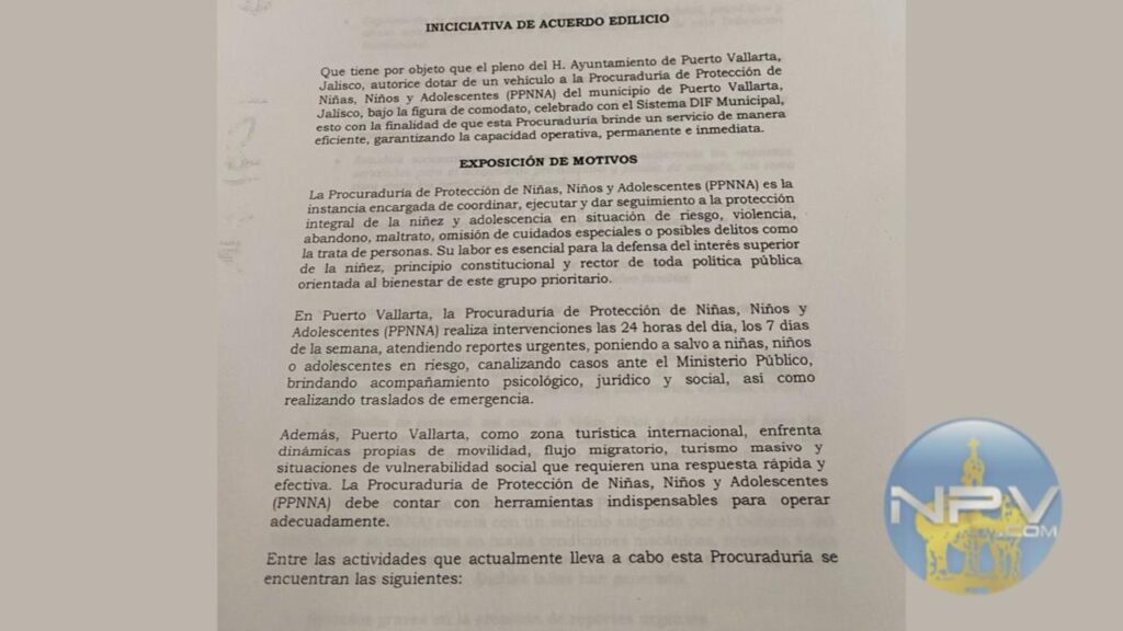 Se evaluará la asignación de un vehículo a la Procuraduría de Protección de Niñas, Niños y Adolescentes.
