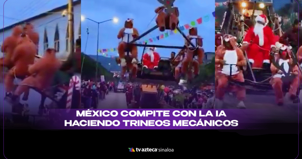 VIDEO| ¡De retroexcavadora a trineo navideño! La sorprendente fusión de México e Inteligencia Artificial en un desfile