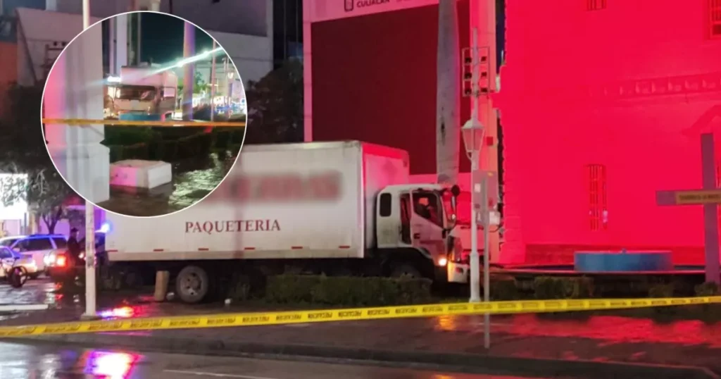 ¡Impactante desenlace! Asesinan al conductor de un camión frente al Ayuntamiento de Culiacán tras estrellarse contra la fuente.