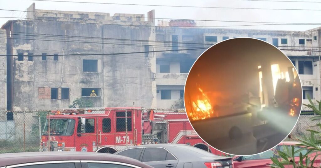 VIDEO: ¡Incendio en hotel abandonado de Mazatlán! Así se observó el fuego tras la quema de basura en su interior