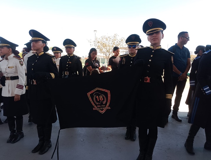 Estrella Palacios da inicio al Encuentro Nacional de Bandas de Guerra y Escoltas "Perla del Pacífico", que reunirá del 24 al 26 de abril a representantes de 18 estados en el puerto.